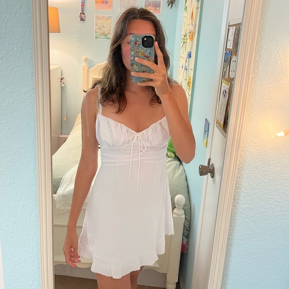 white mini dress
